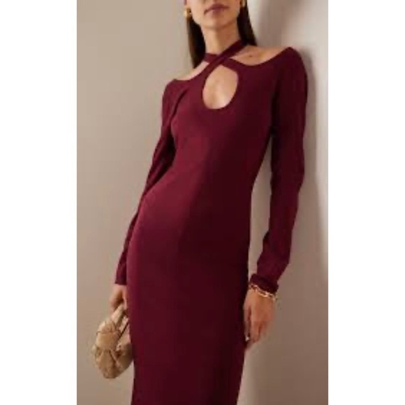 Almost Famous Ribbed Criss Cross Long Sleeve Dress - Picture 1 of 4